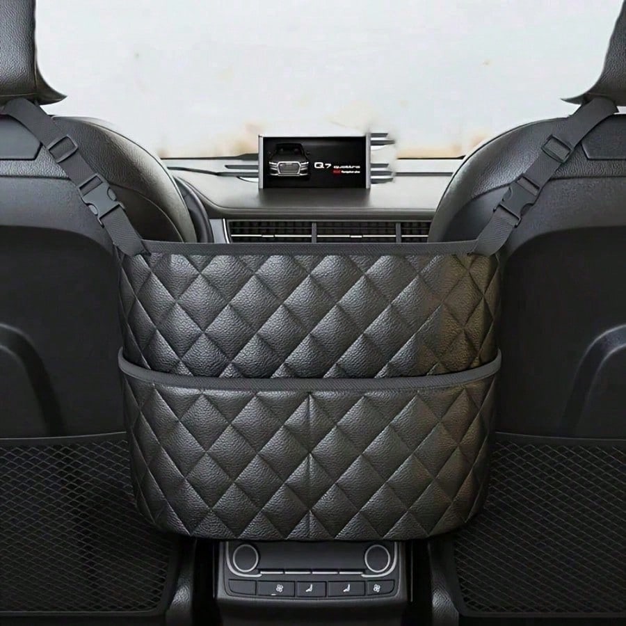 1pc Car Seat-Mounted Organizer- Leather Handbag Fixing Device For Phones, Keys, Wallets & Bottles, Vehicle-Specific Storage