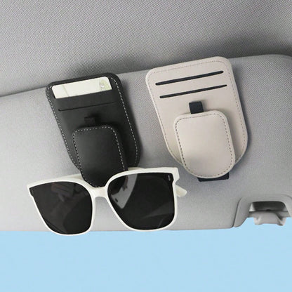 1pc Car Storage Bag, Multifunctional Fashion Glasses Holder, Compact Space-Saving Design, Dual Card Slots, Strong Magnetic Closure, Convenient Access, Practical Car Interior Accessory