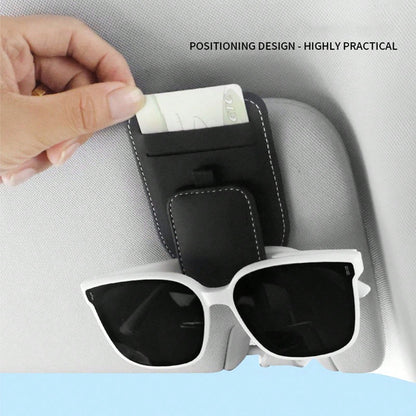 1pc Car Storage Bag, Multifunctional Fashion Glasses Holder, Compact Space-Saving Design, Dual Card Slots, Strong Magnetic Closure, Convenient Access, Practical Car Interior Accessory