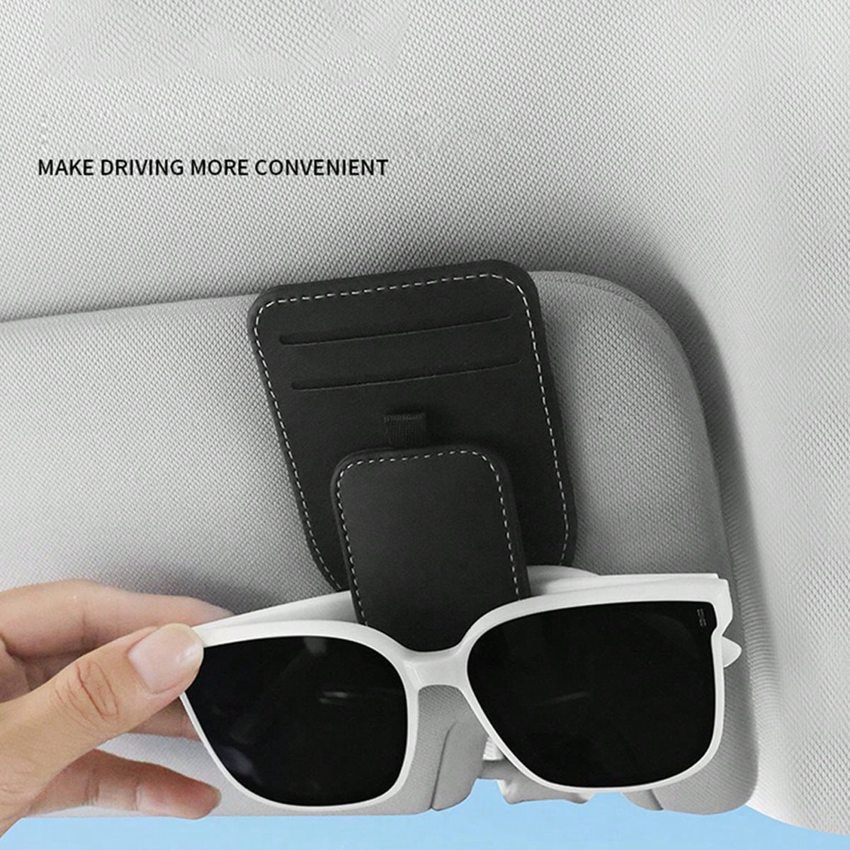 1pc Car Storage Bag, Multifunctional Fashion Glasses Holder, Compact Space-Saving Design, Dual Card Slots, Strong Magnetic Closure, Convenient Access, Practical Car Interior Accessory