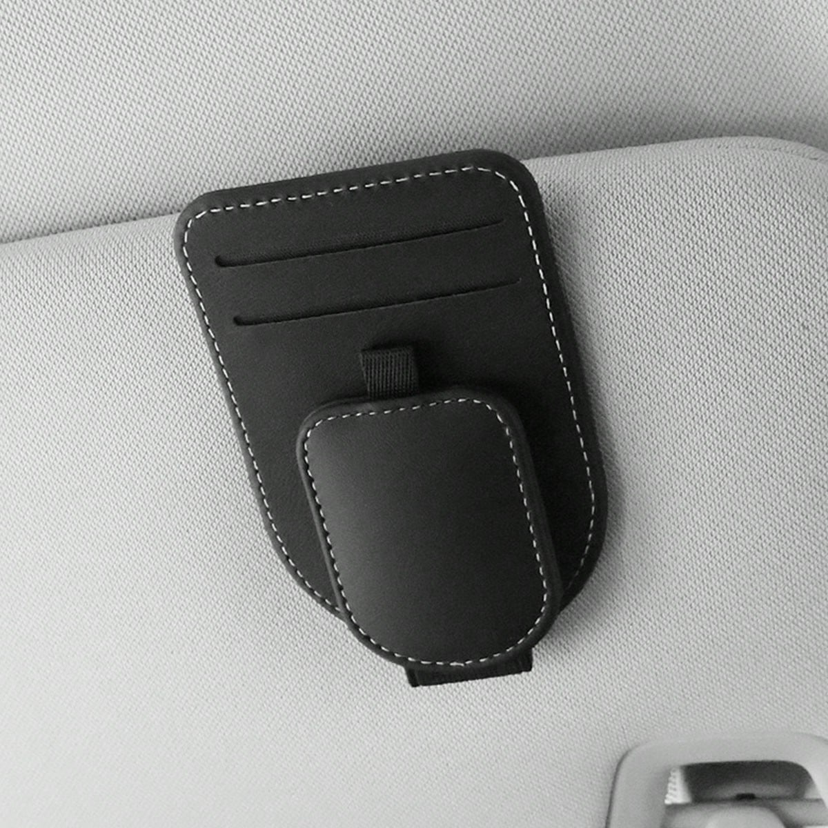 1pc Car Storage Bag, Multifunctional Fashion Glasses Holder, Compact Space-Saving Design, Dual Card Slots, Strong Magnetic Closure, Convenient Access, Practical Car Interior Accessory