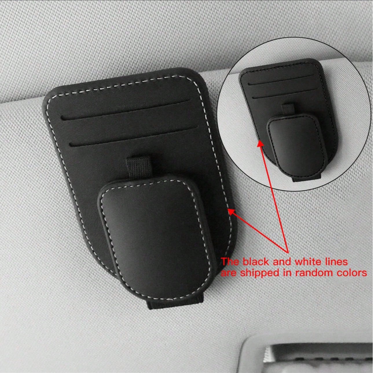 1pc Car Storage Bag, Multifunctional Fashion Glasses Holder, Compact Space-Saving Design, Dual Card Slots, Strong Magnetic Closure, Convenient Access, Practical Car Interior Accessory