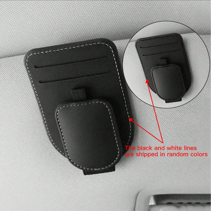 1pc Car Storage Bag, Multifunctional Fashion Glasses Holder, Compact Space-Saving Design, Dual Card Slots, Strong Magnetic Closure, Convenient Access, Practical Car Interior Accessory