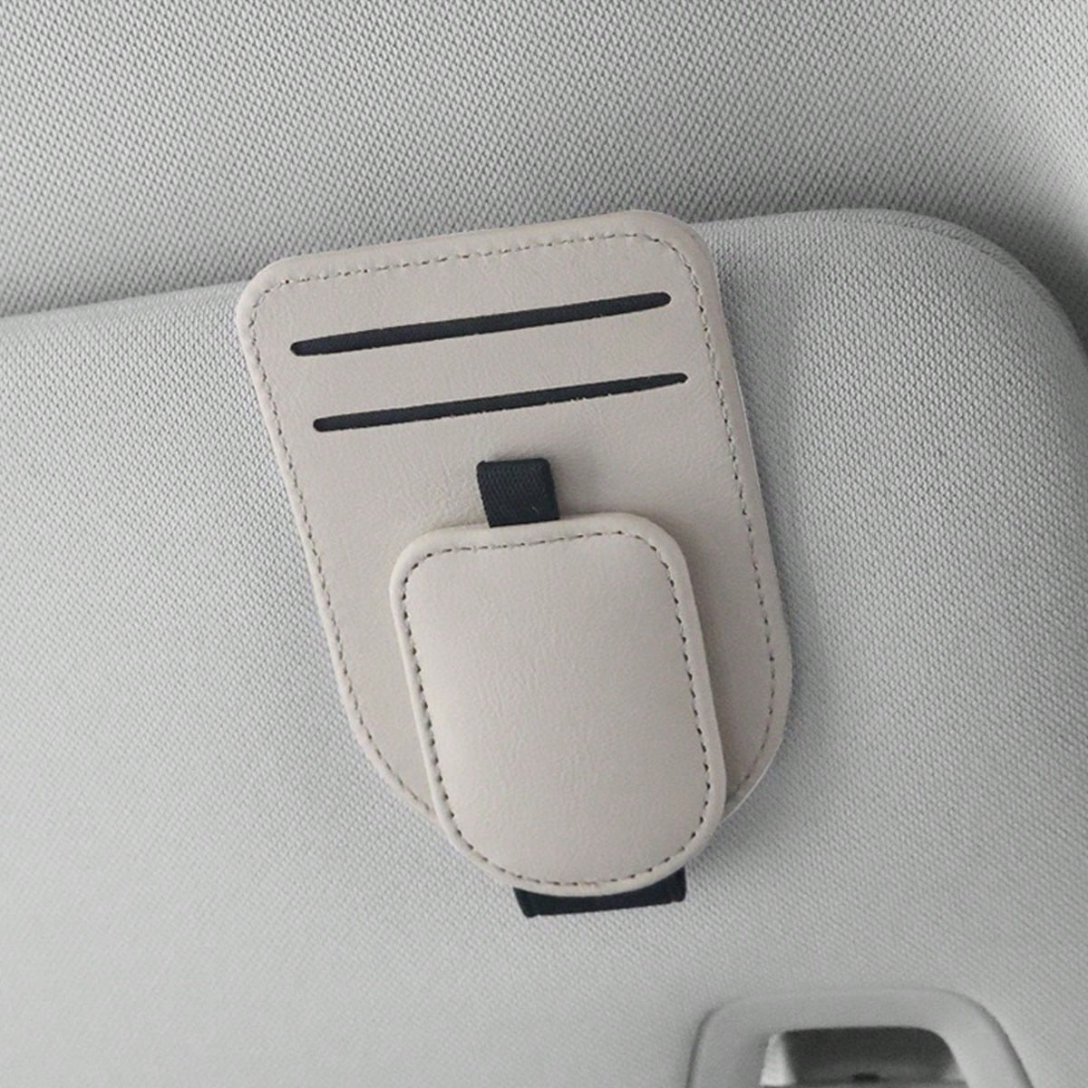1pc Car Storage Bag, Multifunctional Fashion Glasses Holder, Compact Space-Saving Design, Dual Card Slots, Strong Magnetic Closure, Convenient Access, Practical Car Interior Accessory