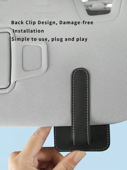 1pc Car Storage Bag, Multifunctional Fashion Glasses Holder, Compact Space-Saving Design, Dual Card Slots, Strong Magnetic Closure, Convenient Access, Practical Car Interior Accessory