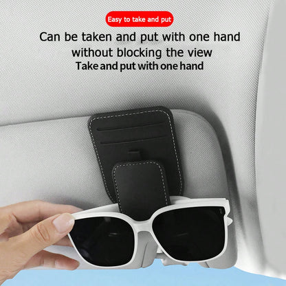 1pc Car Sun Visor Glasses Clip, Multi-Function Card Holder, Car Interior Accessories, Car Glasses Case
