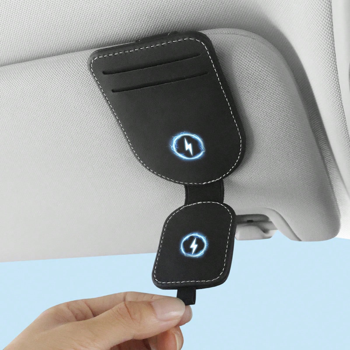 1pc Car Sun Visor Glasses Clip, Multi-Function Card Holder, Car Interior Accessories, Car Glasses Case