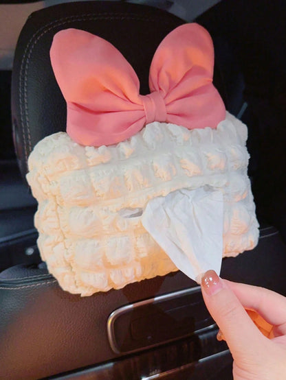 1pc Car Tissue Box Bow Car Tissue Box Car Interior Supplies