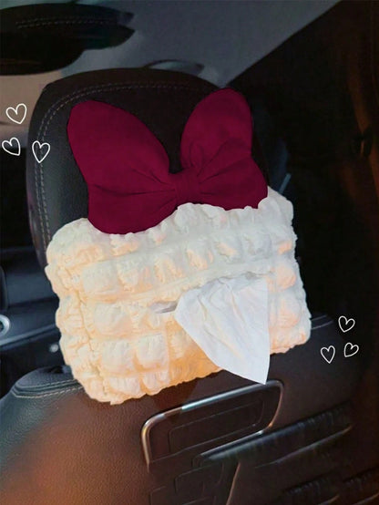 1pc Car Tissue Box Bow Car Tissue Box Car Interior Supplies
