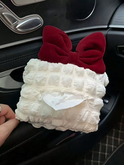1pc Car Tissue Box Bow Car Tissue Box Car Interior Supplies