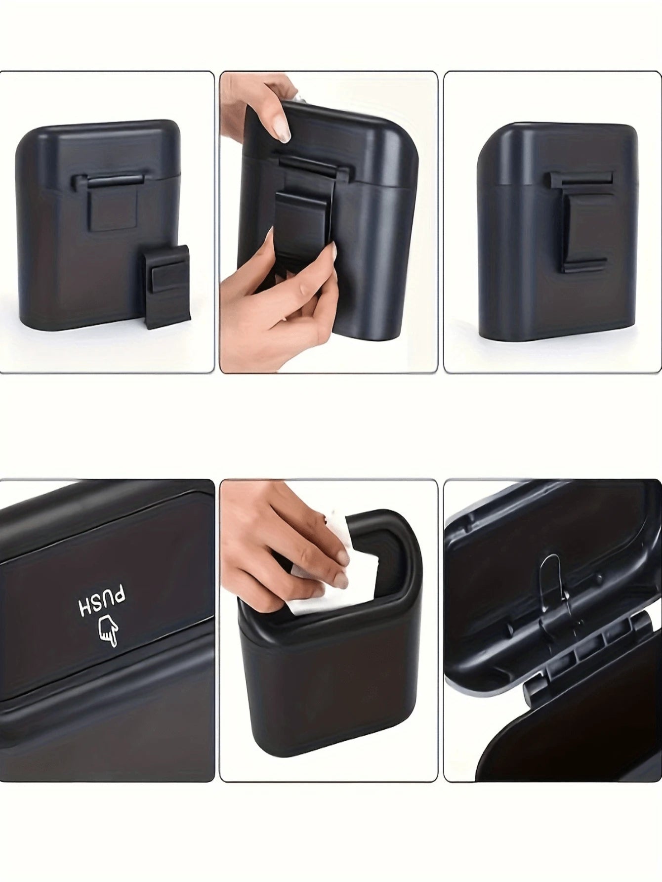 1pc Car Trash Can, Door Mounted Multi-Functional Storage Box, Front Seat Umbrella Holder, With 4 Rolls Trash Bags, Car Interior Accessories