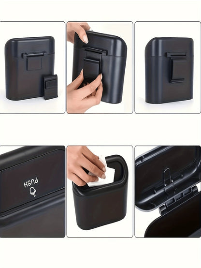 1pc Car Trash Can, Door Mounted Multi-Functional Storage Box, Front Seat Umbrella Holder, With 4 Rolls Trash Bags, Car Interior Accessories