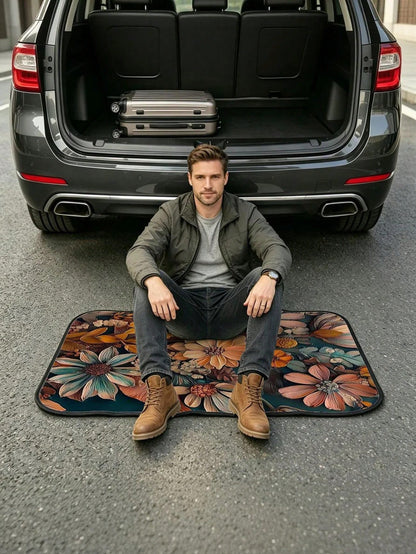 1pc Car Trunk Mat, 2D Flat, Bohemian Bouquet Car Trunk Mat, For Sedans, Trucks, And Suvs, All-Season, 2D Flat Print, Keeps Interior Clean, Ideal For Daily Commutes, Non-Woven Single-Layer Material, Ca