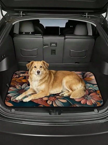 1pc Car Trunk Mat, 2D Flat, Bohemian Bouquet Car Trunk Mat, For Sedans, Trucks, And Suvs, All-Season, 2D Flat Print, Keeps Interior Clean, Ideal For Daily Commutes, Non-Woven Single-Layer Material, Ca