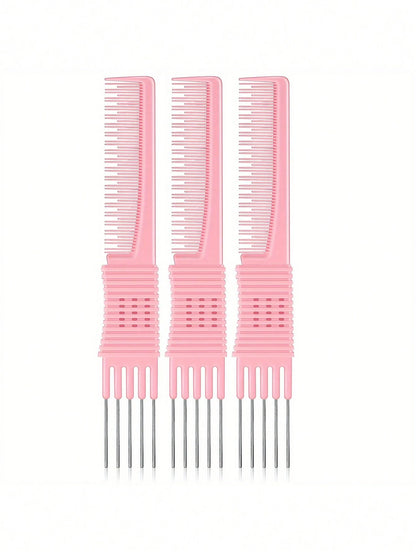 1pc Carbon Fiber Metal Tail Comb, Salon Hairstylist Home Use Tail Comb, Carbon Fiber Comb With Stainless Steel Tail, Hairstyling Tool, Hairstyling Product And Accessory, Suitable For Salon, Beauty, Tr