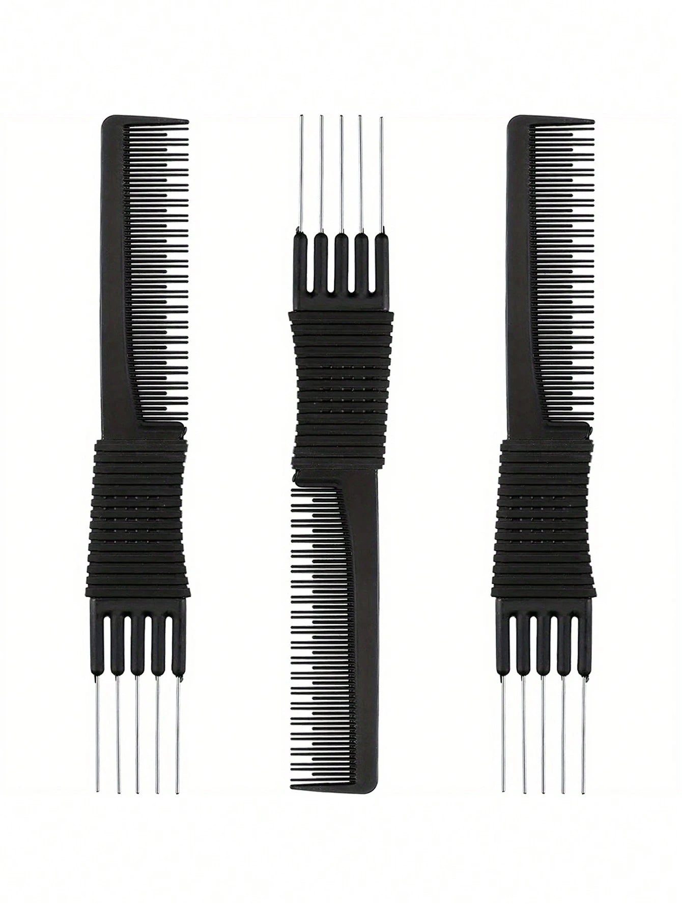 1pc Carbon Fiber Metal Tail Comb, Salon Hairstylist Home Use Tail Comb, Carbon Fiber Comb With Stainless Steel Tail, Hairstyling Tool, Hairstyling Product And Accessory, Suitable For Salon, Beauty, Tr