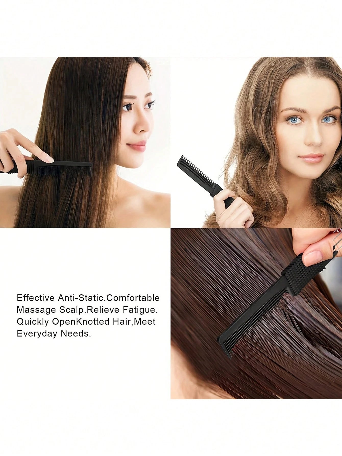 1pc Carbon Fiber Metal Tail Comb, Salon Hairstylist Home Use Tail Comb, Carbon Fiber Comb With Stainless Steel Tail, Hairstyling Tool, Hairstyling Product And Accessory, Suitable For Salon, Beauty, Tr