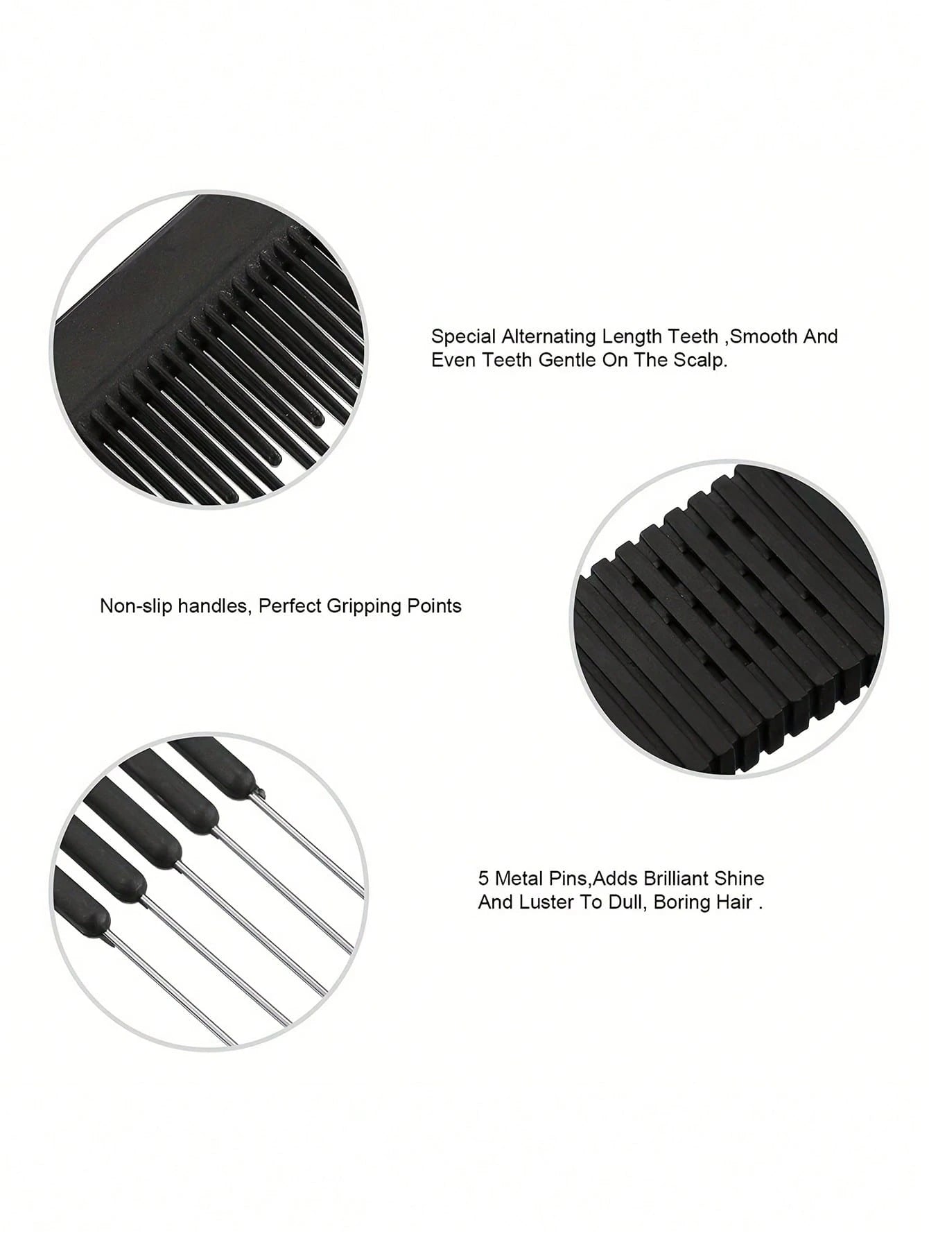 1pc Carbon Fiber Metal Tail Comb, Salon Hairstylist Home Use Tail Comb, Carbon Fiber Comb With Stainless Steel Tail, Hairstyling Tool, Hairstyling Product And Accessory, Suitable For Salon, Beauty, Tr