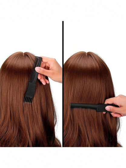 1pc Carbon Fiber Metal Tail Comb, Salon Hairstylist Home Use Tail Comb, Carbon Fiber Comb With Stainless Steel Tail, Hairstyling Tool, Hairstyling Product And Accessory, Suitable For Salon, Beauty, Tr