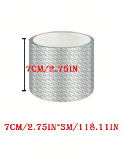 1pc Carbon Fiber Texture Car Door Sill Protector Sticker, Anti-scratch And Anti-kick, 7cm Width X 3m Length