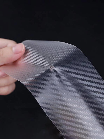 1pc Carbon Fiber Texture Car Door Sill Protector Sticker, Anti-scratch And Anti-kick, 7cm Width X 3m Length