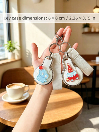 1pc Cartoon Acrylic Elephant Keychain With Lanyard, Suitable For BMW Mini Key Cover Countryman Key Case F54 F55 F56 F60 Shell Buckle