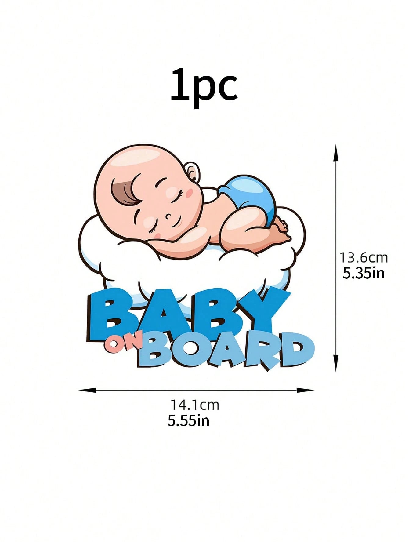 1pc Cartoon Cute Baby Sleeping In Car Baby On Board Warning Sticker, Car Decoration Decal
