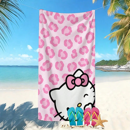 1pc Cartoon Print Towel- Cute Pattern Beach Towel: Summer Essential! This Towel Is Versatile And Can Be Used As A Hand Towel, Bath Towel, Or Beach Towel. Made From Soft, Comfortable And Quick-Drying