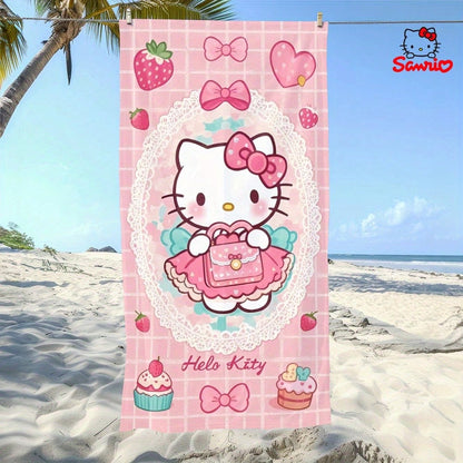 1pc Cartoon Print Towel- Cute Pattern Beach Towel: Summer Essential! This Towel Is Versatile And Can Be Used As A Hand Towel, Bath Towel, Or Beach Towel. Made From Soft, Comfortable And Quick-Drying