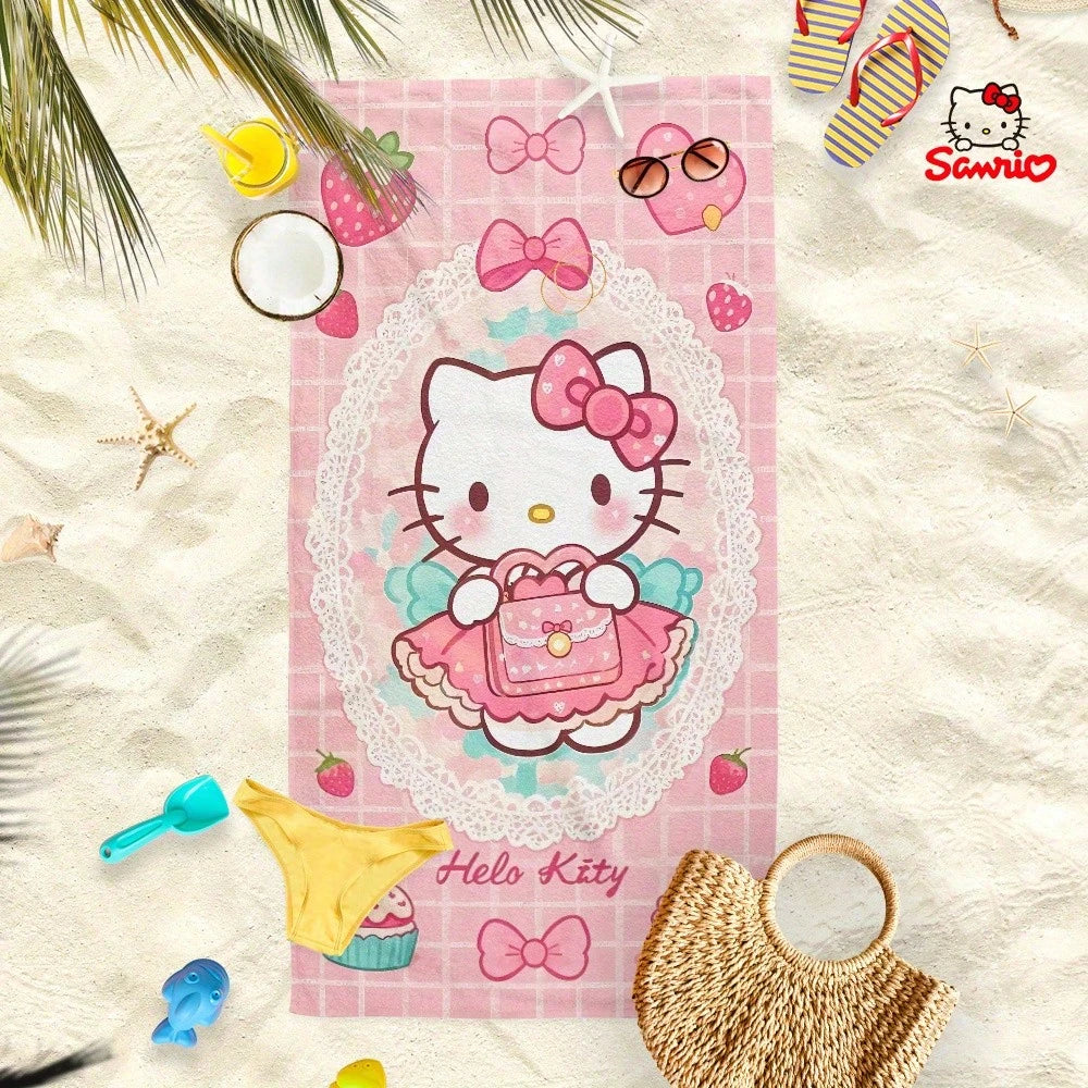1pc Cartoon Print Towel- Cute Pattern Beach Towel: Summer Essential! This Towel Is Versatile And Can Be Used As A Hand Towel, Bath Towel, Or Beach Towel. Made From Soft, Comfortable And Quick-Drying