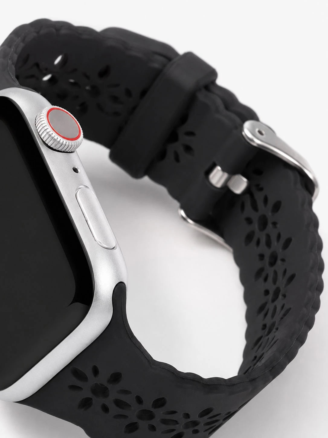 1pc Casual Black Hollow Watch Strap Compatible With Apple Watch 38mm 40mm 41mm 42mm 44mm 45mm 46mm 49mm, Sport Watch Band, Fashion Smart Watchbands