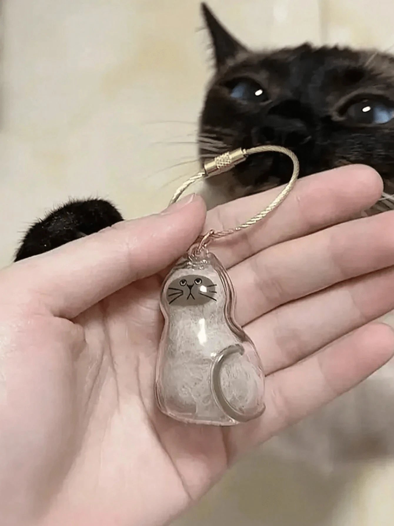 1pc Cat Hair Collector Keychain, Suitable For Commemorating Cat/Dog Hair, Pet Hair Memorial, Keychain, Backpack, Schoolbag, Phone Chain