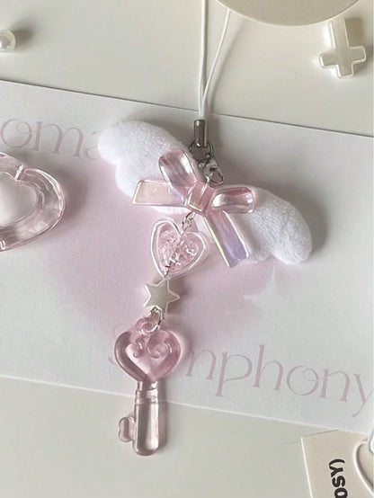 1pc Cheese Pink Keychain DIY Butterfly Wing, Heart, Star Phone Strap, Notebook Pendant Decoration