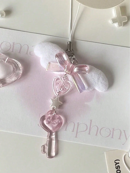 1pc Cheese Pink Keychain DIY Butterfly Wing, Heart, Star Phone Strap, Notebook Pendant Decoration