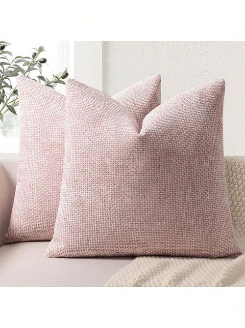 1pc Chenille Decorative Pillow Cover, Soft Woven Texture Luxury Cushion Cover For Bed And Living Room Sofa