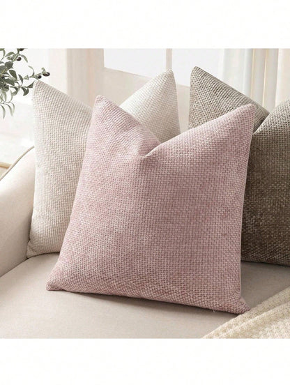 1pc Chenille Decorative Pillow Cover, Soft Woven Texture Luxury Cushion Cover For Bed And Living Room Sofa