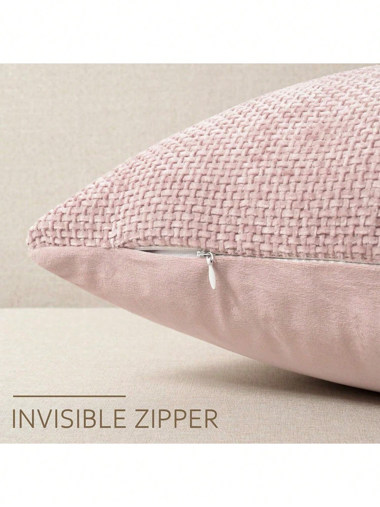 1pc Chenille Decorative Pillow Cover, Soft Woven Texture Luxury Cushion Cover For Bed And Living Room Sofa