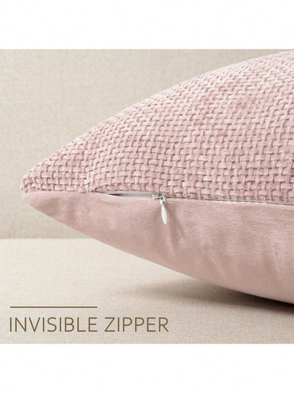 1pc Chenille Decorative Pillow Cover, Soft Woven Texture Luxury Cushion Cover For Bed And Living Room Sofa