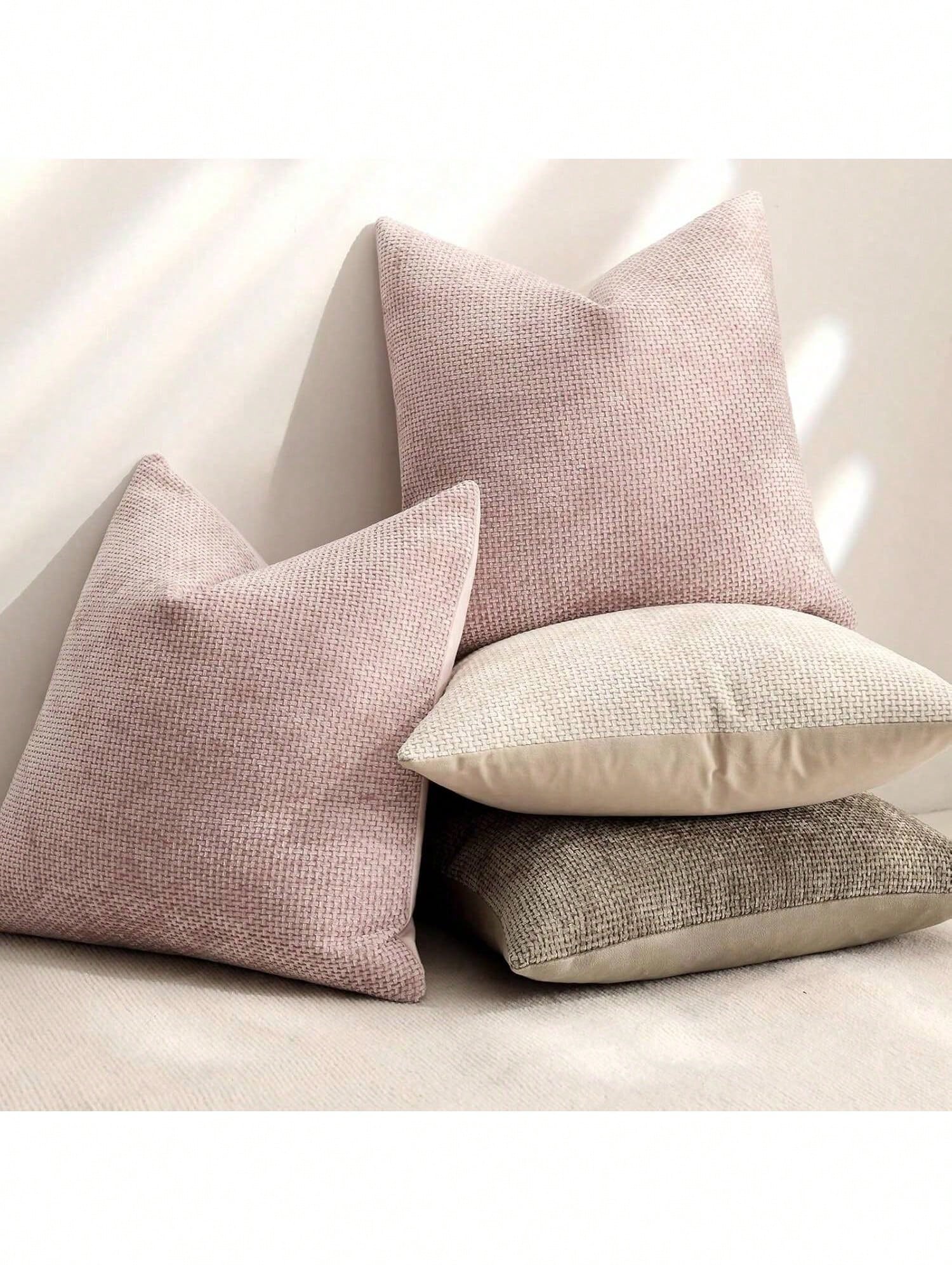 1pc Chenille Decorative Pillow Cover, Soft Woven Texture Luxury Cushion Cover For Bed And Living Room Sofa