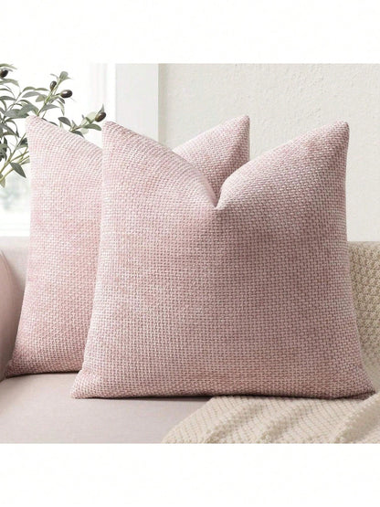 1pc Chenille Decorative Pillow Cover, Soft Woven Texture Luxury Cushion Cover For Bed And Living Room Sofa