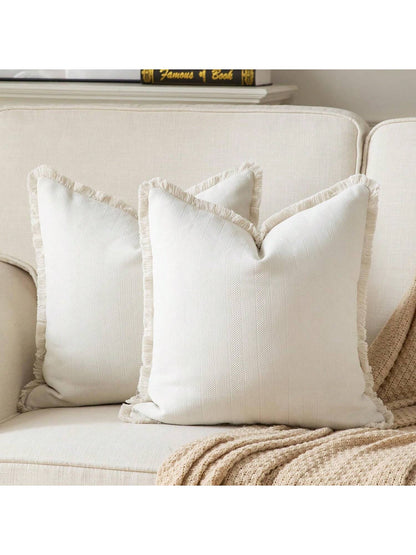 1pc Chenille Tassel Decorative Throw Pillow Cover, Minimalist & Fashionable, Suitable For Summer