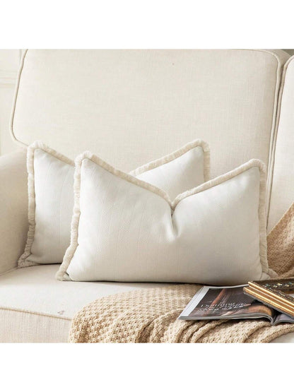1pc Chenille Tassel Decorative Throw Pillow Cover, Minimalist & Fashionable, Suitable For Summer