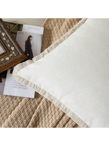 1pc Chenille Tassel Decorative Throw Pillow Cover, Minimalist & Fashionable, Suitable For Summer