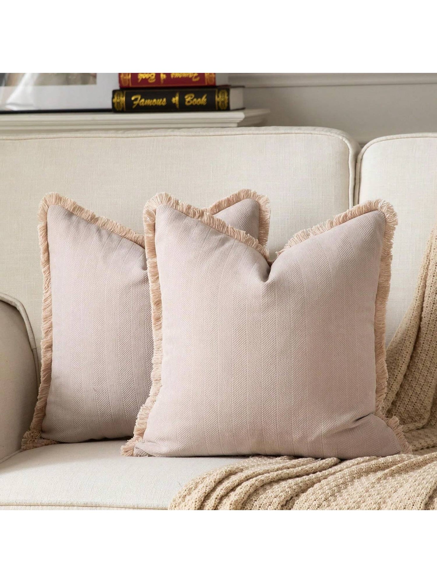 1pc Chenille Tassel Decorative Throw Pillow Cover, Minimalist & Fashionable, Suitable For Summer