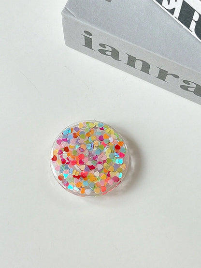 1pc Colorful Sequin Phone Grip Stand, Adhesive Minimalist Phone Grip Holder, Foldable Colorful Sequin Phone Grip Stand, Compatible With Apple & Android Phones, Birthday Gift For Family & Friends, Expa