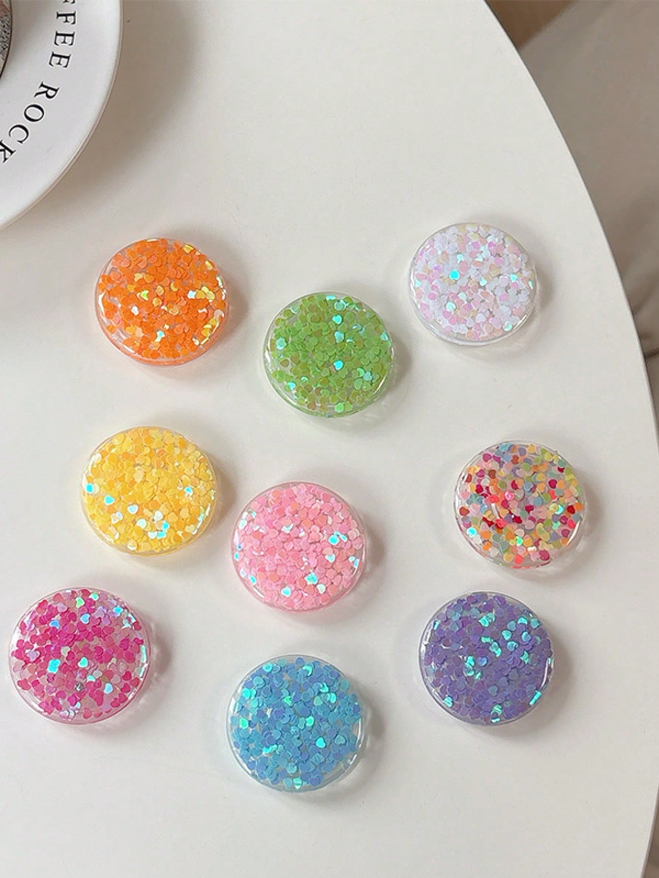 1pc Colorful Sequin Phone Grip Stand, Adhesive Minimalist Phone Grip Holder, Foldable Colorful Sequin Phone Grip Stand, Compatible With Apple & Android Phones, Birthday Gift For Family & Friends, Expa