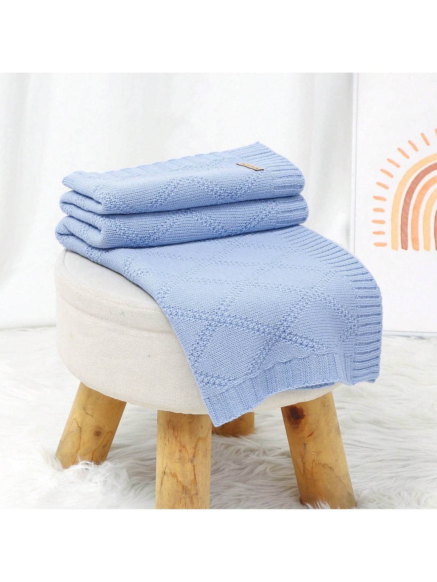 1pc Comfortable And Simple Knitted Baby Blanket, All Seasons Love Valentine