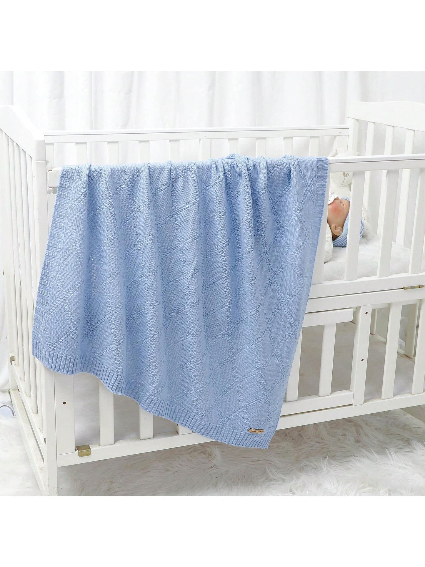 1pc Comfortable And Simple Knitted Baby Blanket, All Seasons Love Valentine