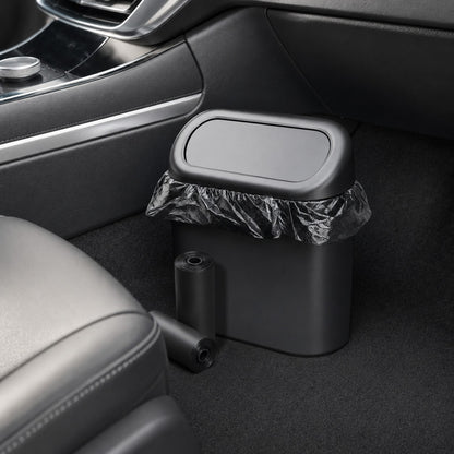 1Pc Compact Car Trash Can With Push Lid And 2 Rolls Of Garbage Bags, Mini Vehicle Waste Bin For Center Console, Back Seat, Office And Home