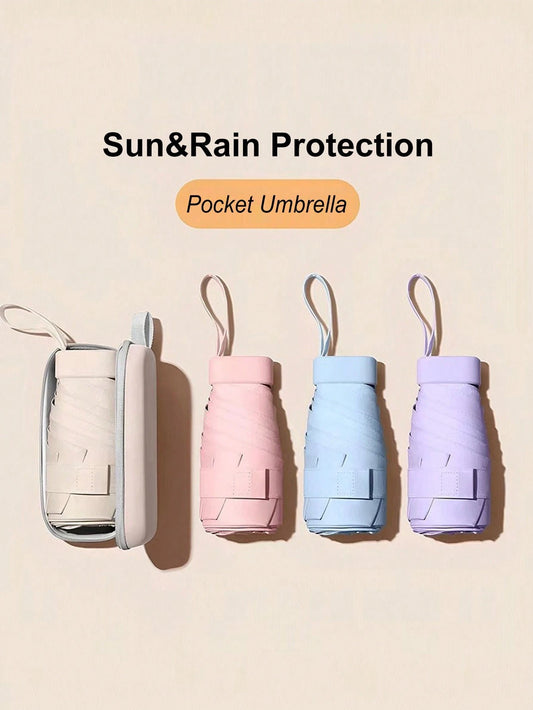 1pc Compact Umbrella, 5-Fold Umbrella, Dual Use Rainproof & Sunproof, Ultra-Light Pocket Umbrella For Women, Spring Summer Picks, Brides Maid Gifts, Room, Bedroom Decor, Bedroom Decor, Beach, Travel